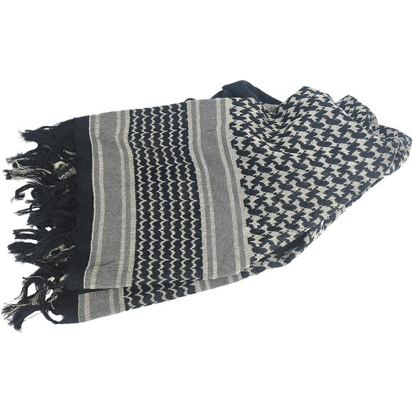 ⚡Men Black Camel 100% Cotton Military Shemagh Desert Keffiyeh Scarf Wrap - Picture 4 of 7